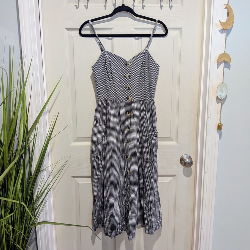 BDG Black and White Gingham Midi Dress